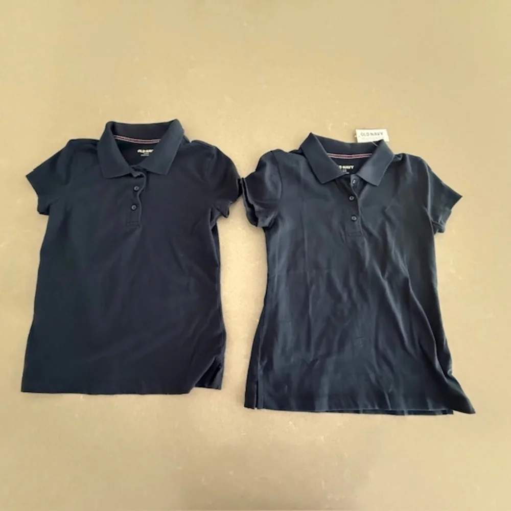 2 Old Navy Ink Blue Uniform Pique Short Sleeve Polo Girls Size Small (6/7) 1 NWT